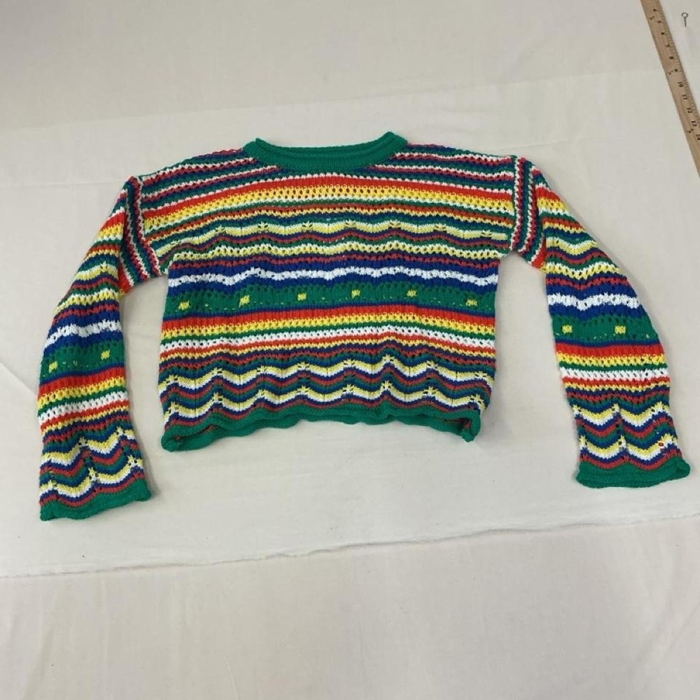Bright and colorful crochet knit sweater